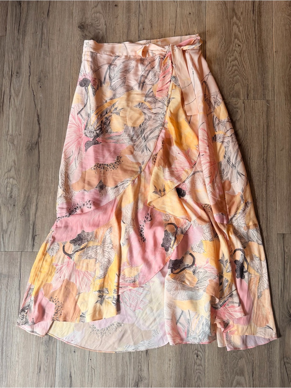 Anthropologie Maeve Ruffled Wrap Maxi Skirt Large